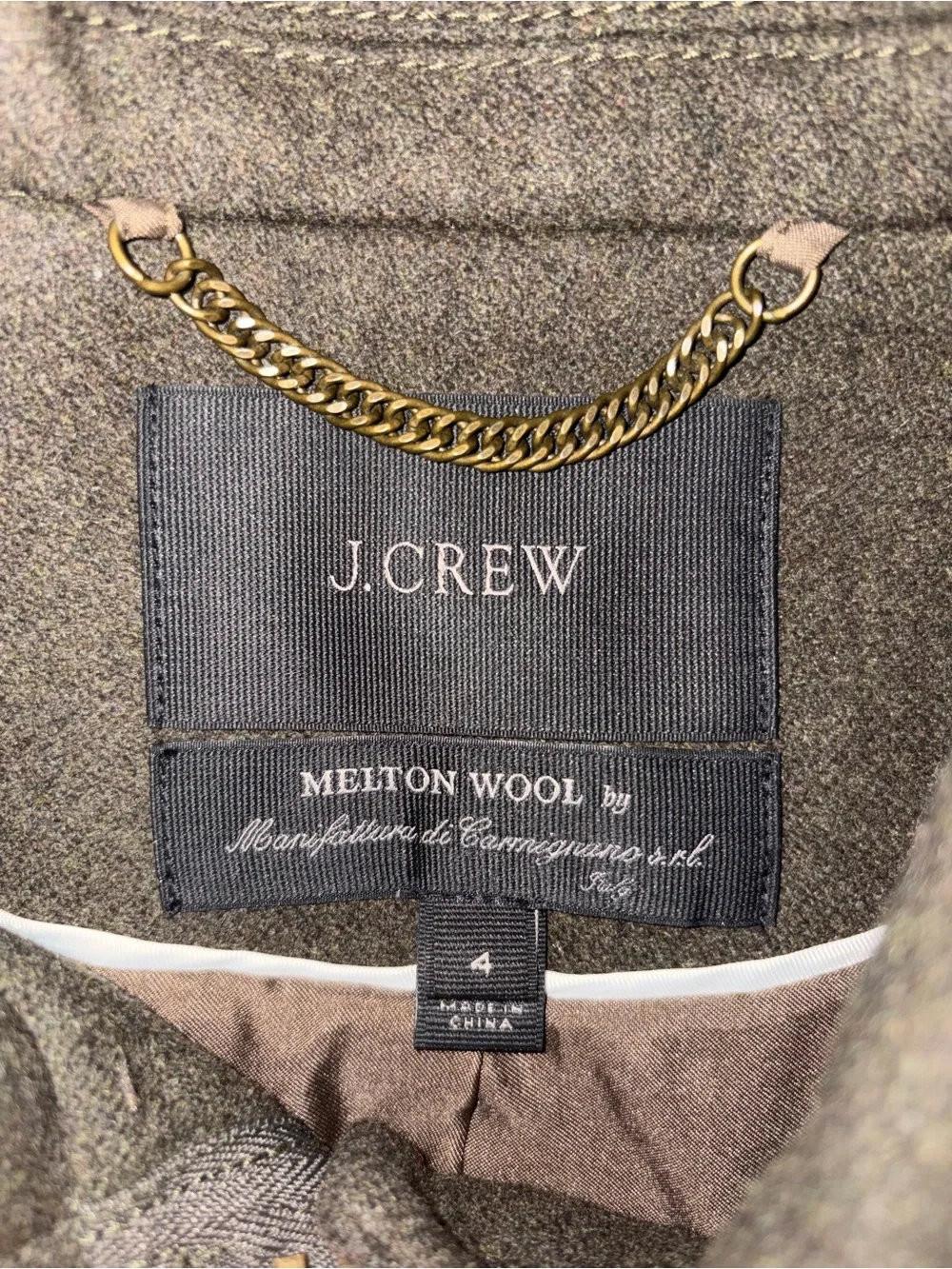 J. Crew Olive Toggle Wool-Blend Pea Coat - Picture 9 of 16